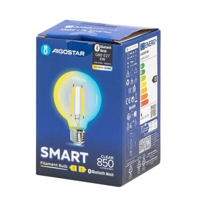LED pritemdoma elektros lemputė FILAMENT MESH Išmanus G80 E27/6W/230V 2700-6500K - Aigostar