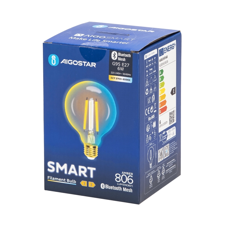 LED pritemdoma elektros lemputė FILAMENT MESH Išmanus G95 E27/6W/230V 2700-6500K - Aigostar