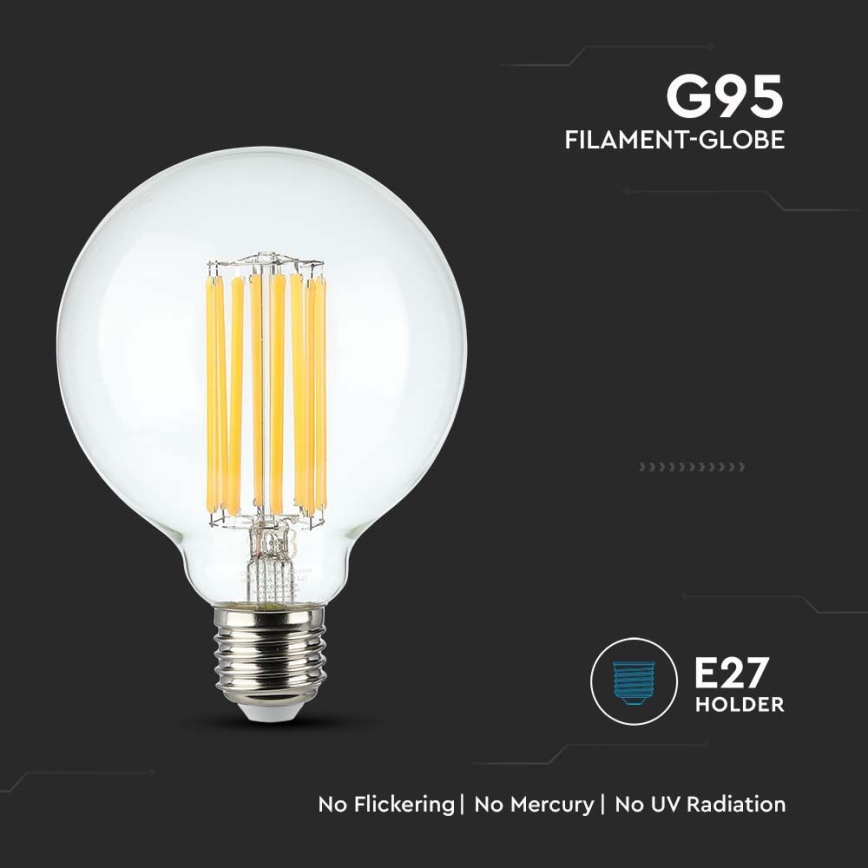 LED elektros lemputė FILAMENT G95 E27/6W/230V 3000K