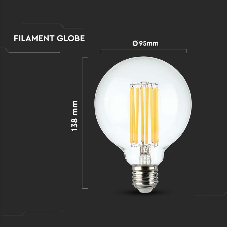 LED elektros lemputė FILAMENT G95 E27/6W/230V 3000K