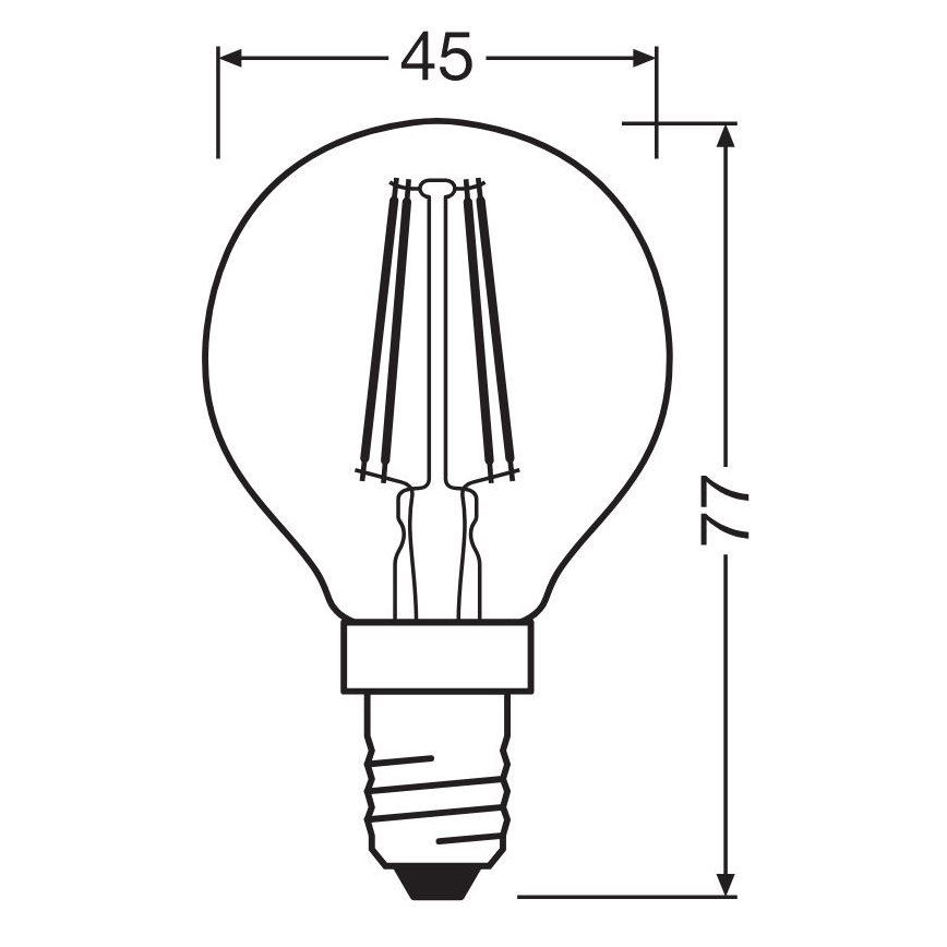 LED elektros lemputė FILAMENT P40 E14/4W/230V 2700K - Osram