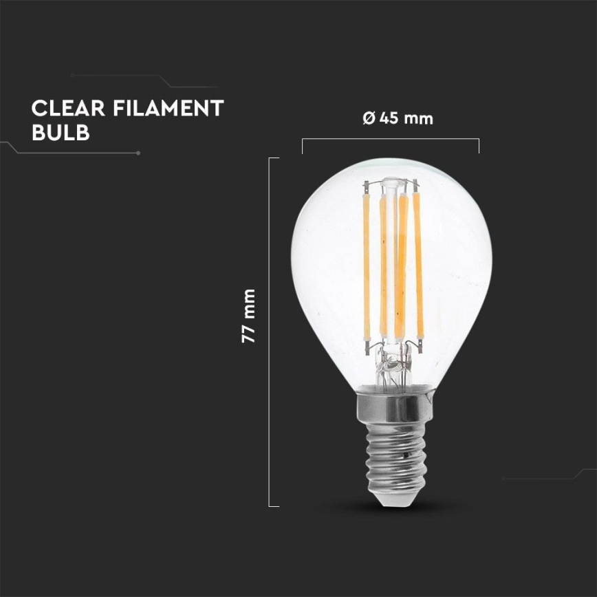 LED elektros lemputė FILAMENT P45 E14/4W/230V 4000K