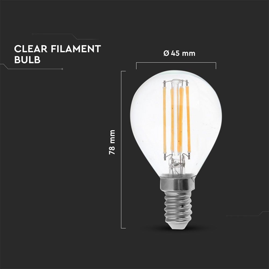 LED elektros lemputė FILAMENT P45 E14/6W/230V 2700K