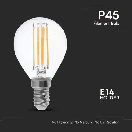 LED elektros lemputė FILAMENT P45 E14/6W/230V 4000K