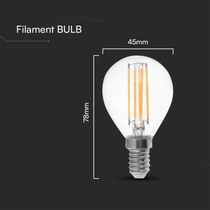 LED elektros lemputė FILAMENT P45 E14/6W/230V 4000K