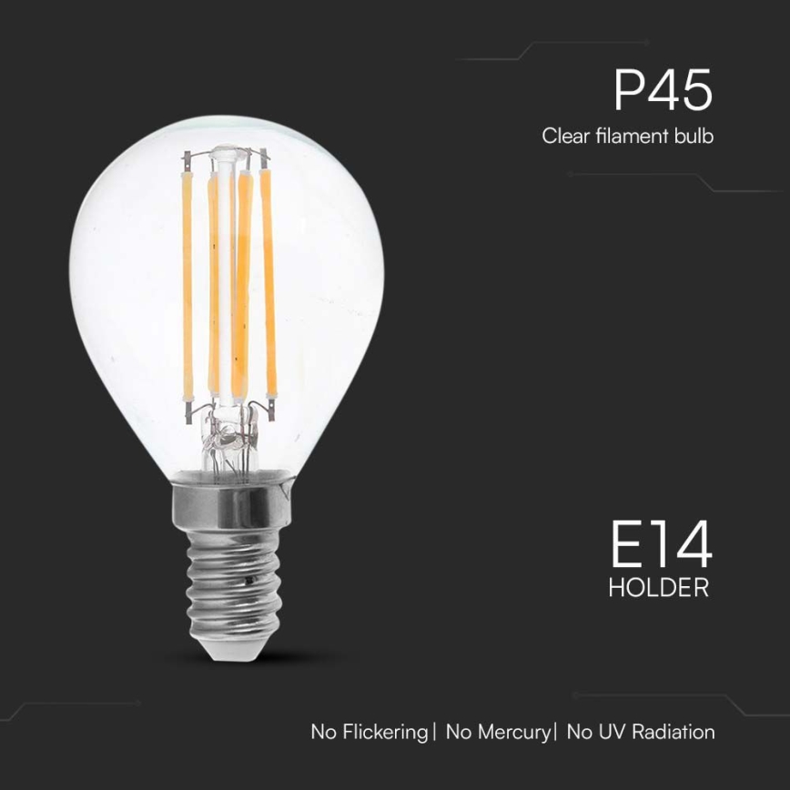 LED elektros lemputė FILAMENT P45 E14/6W/230V 6500K