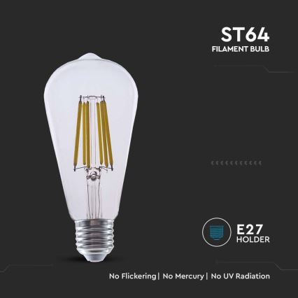 LED elektros lemputė FILAMENT ST64 E27/4W/230V 3000K