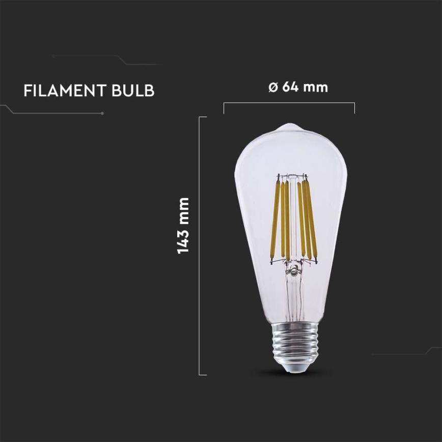 LED elektros lemputė FILAMENT ST64 E27/4W/230V 3000K
