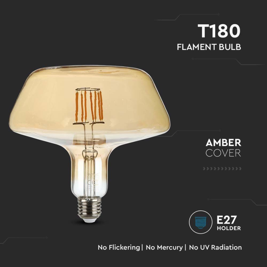LED elektros lemputė FILAMENT T180 E27/8W/230V 1800K