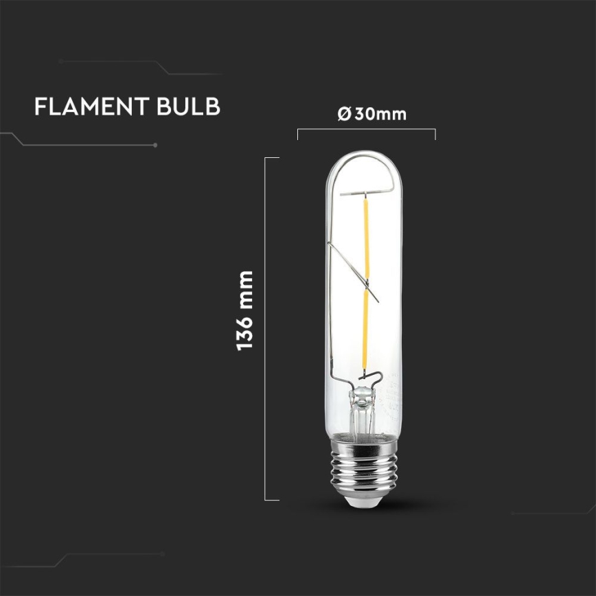 LED elektros lemputė FILAMENT T30 E27/2W/230V 3000K