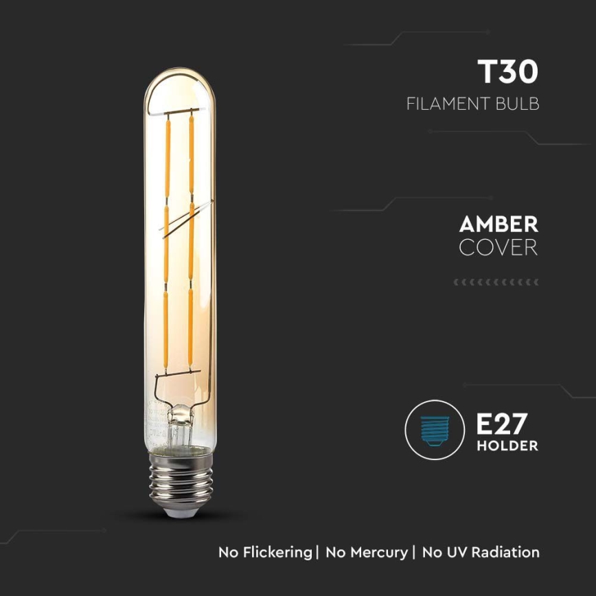 LED elektros lemputė FILAMENT T30 E27/6W/230V 2200K
