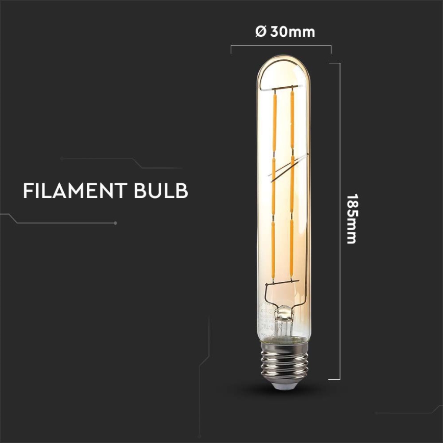 LED elektros lemputė FILAMENT T30 E27/6W/230V 2200K