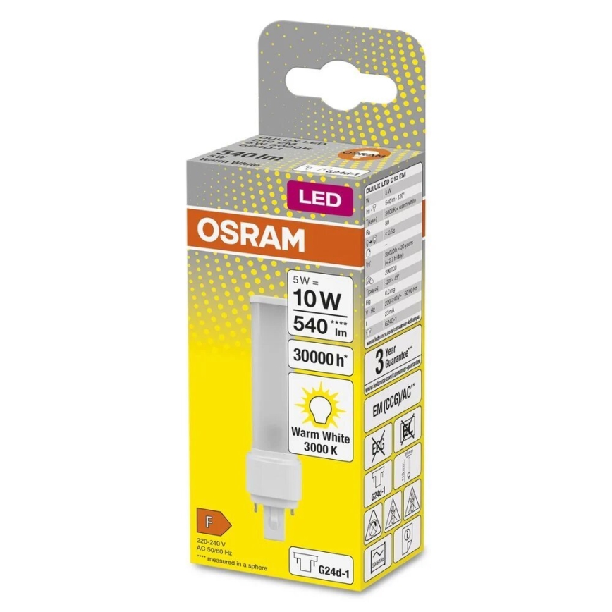 LED elektros lemputė G24d-1/5W/230V 3000K - Osram