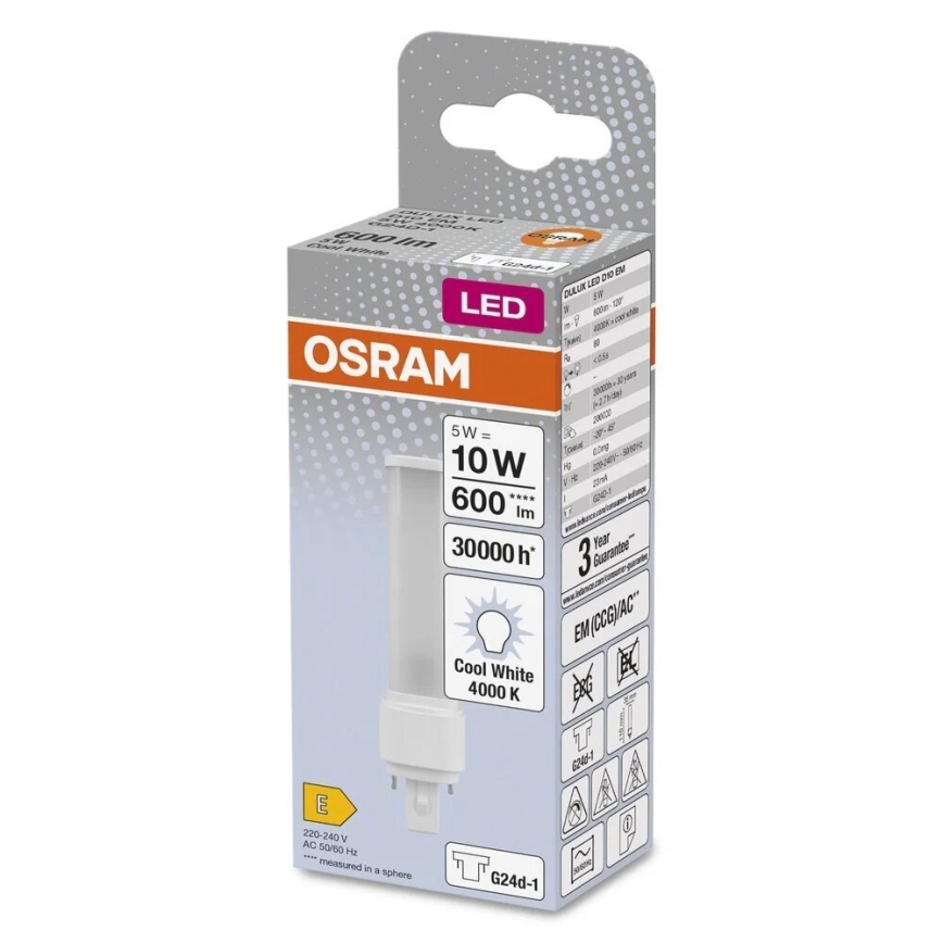 LED elektros lemputė G24d-1/5W/230V 4000K - Osram