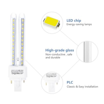 LED elektros lemputė G24D-3/11W/230V 6500K - Aigostar