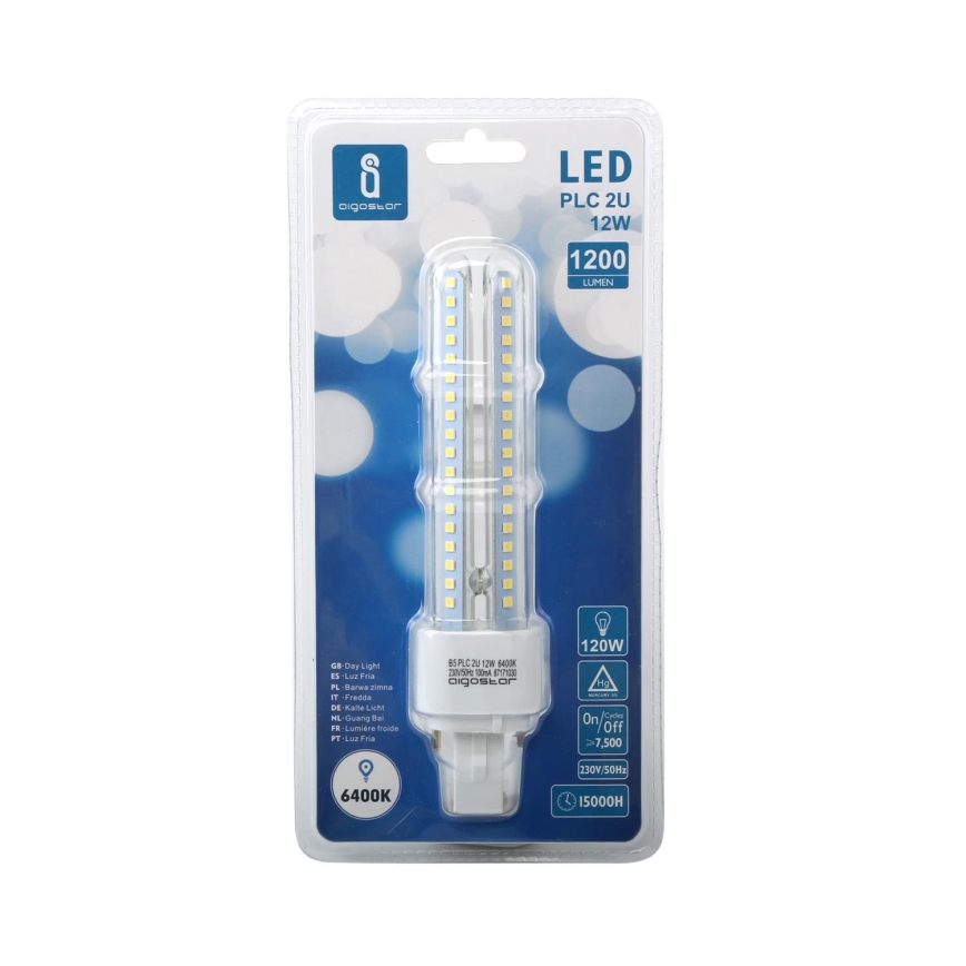 LED elektros lemputė G24D-3/12W/230V 6500K - Aigostar