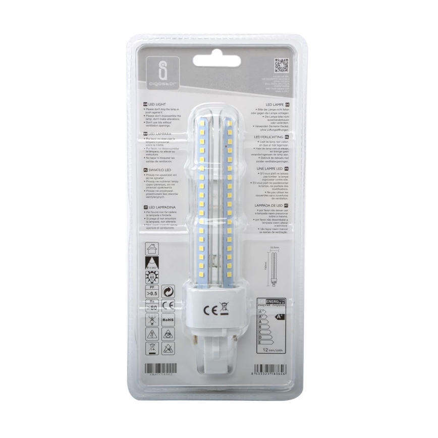 LED elektros lemputė G24D-3/12W/230V 6500K - Aigostar