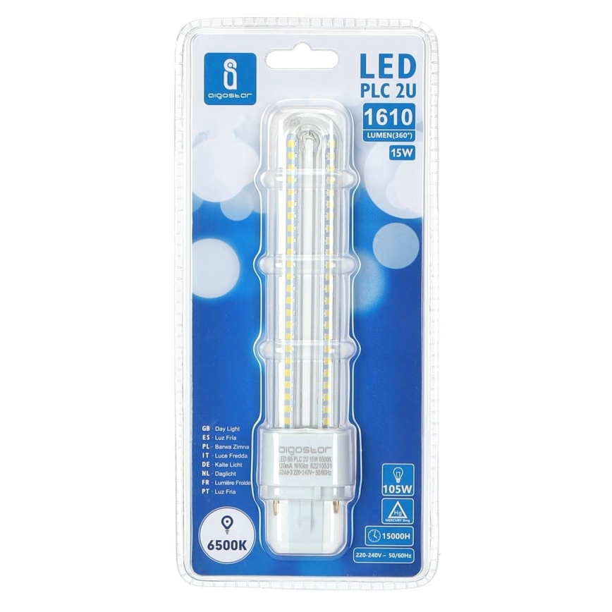 LED elektros lemputė G24D-3/15W/230V 6500K - Aigostar