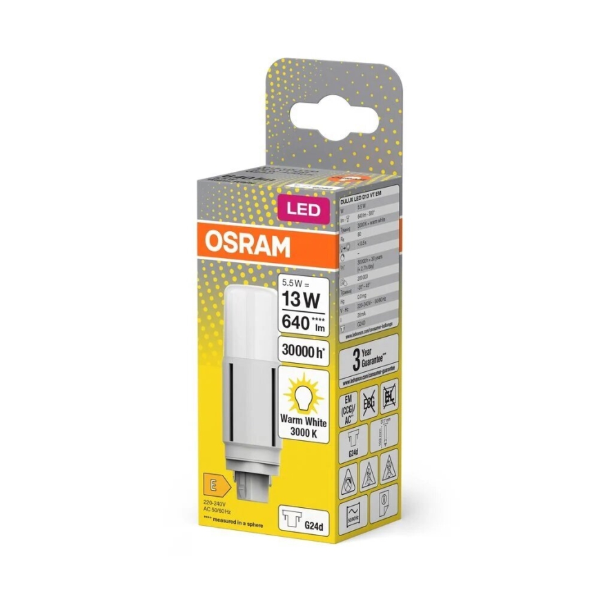 LED elektros lemputė G24d/5,5W/230V 3000K - Osram