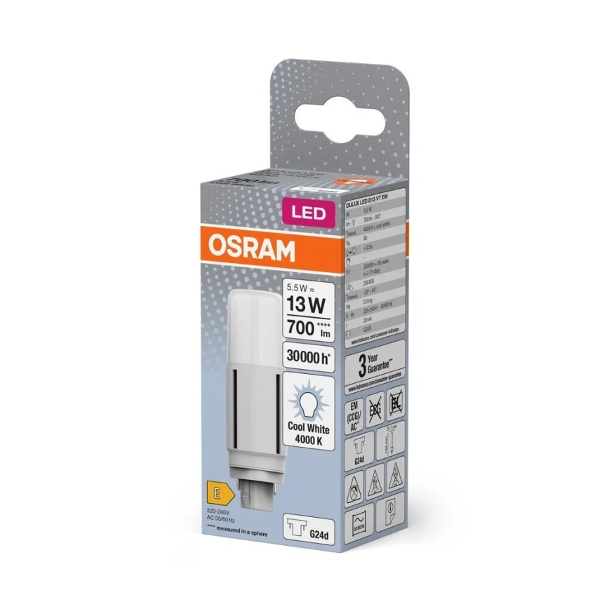 LED elektros lemputė G24d/5,5W/230V 4000K - Osram