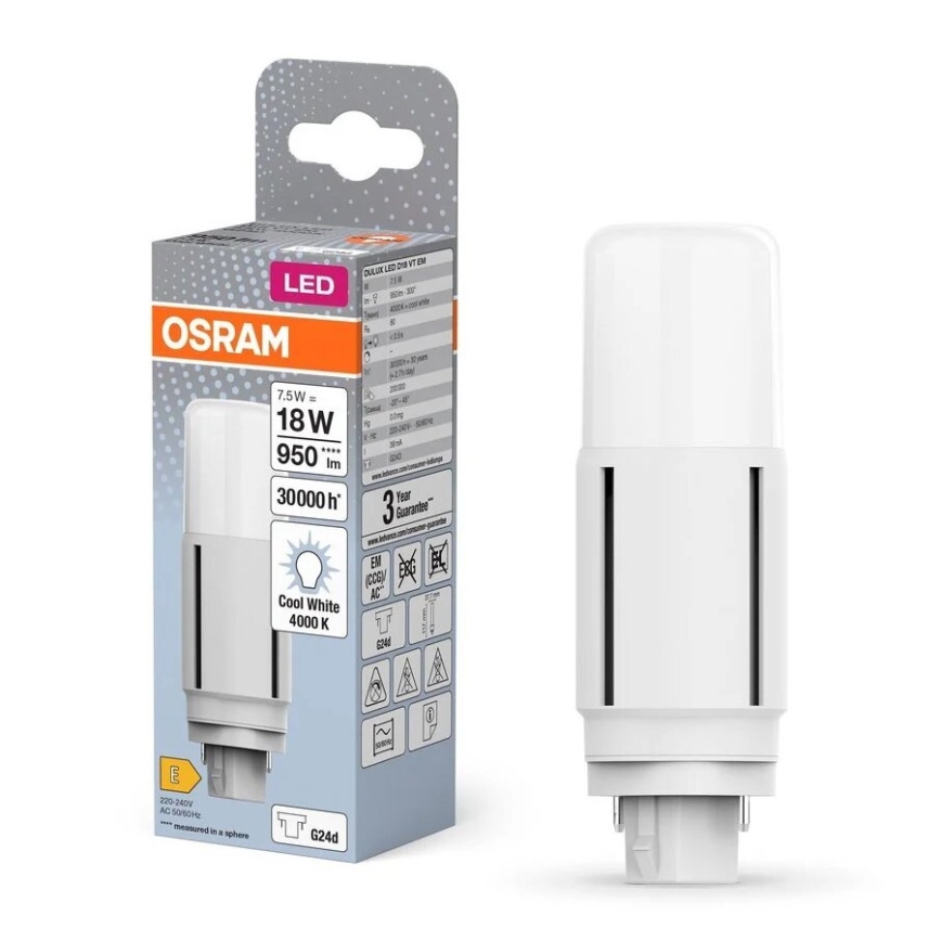 LED elektros lemputė G24d/7,5W/230V 4000K - Osram