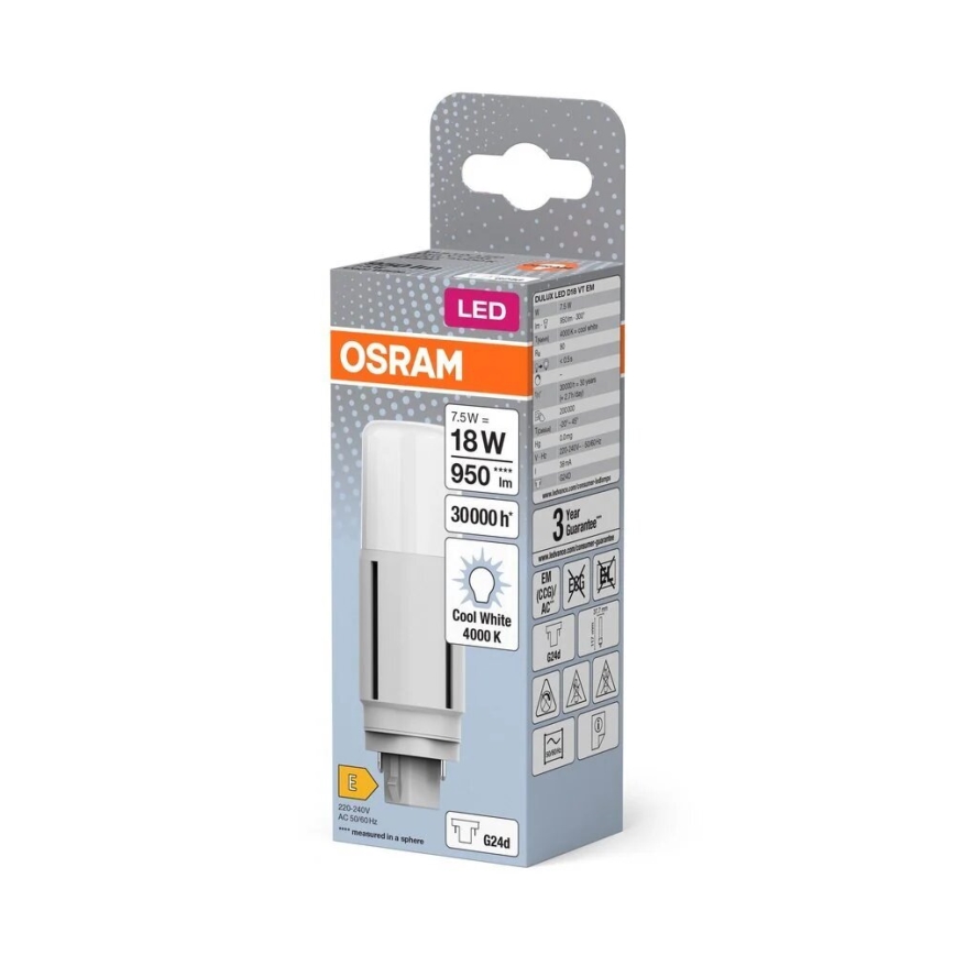 LED elektros lemputė G24d/7,5W/230V 4000K - Osram