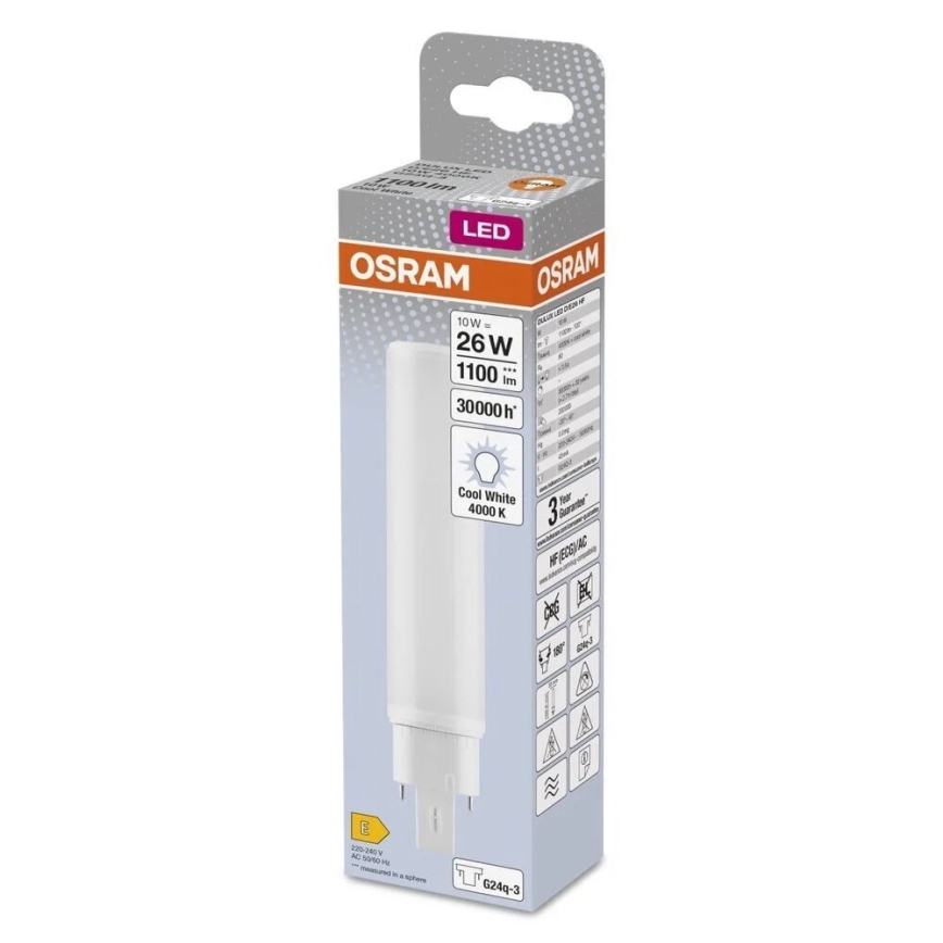 LED elektros lemputė G24q-3/10W/230V 4000K - Osram