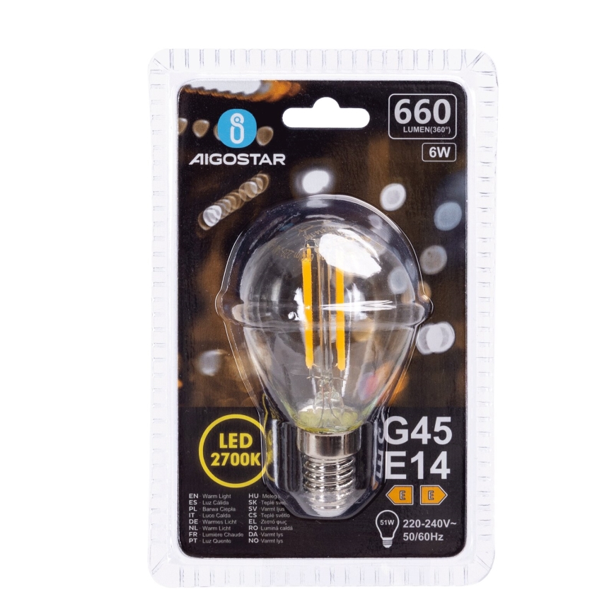 LED elektros lemputė G45 E14/6W/230V 2700K - Aigostar