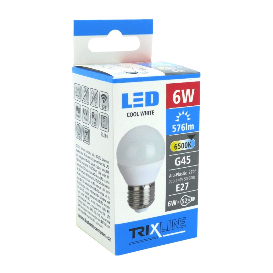LED elektros lemputė G45 E27/6W/230V 6500K