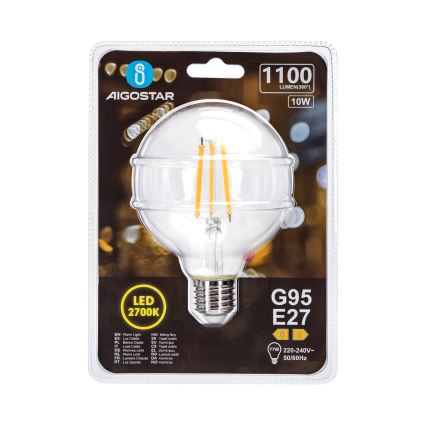 LED elektros lemputė G95 E27/10W/230V 2700K - Aigostar