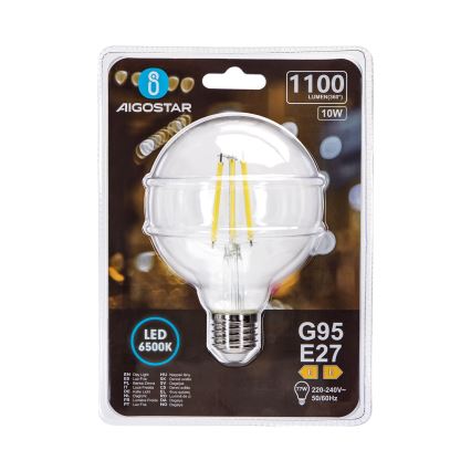 LED elektros lemputė G95 E27/10W/230V 6500K - Aigostar