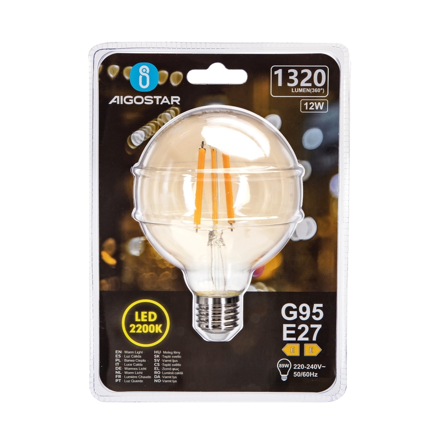 LED elektros lemputė G95 E27/12W/230V 2200K - Aigostar