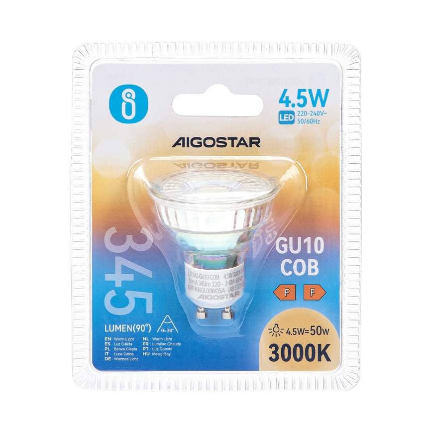 LED elektros lemputė GU10/4,5W/230V 3000K - Aigostar