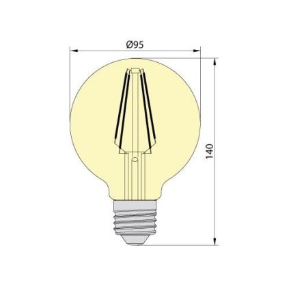 LED elektros lemputė LEDSTAR AMBER G95 E27/8W/230V 2200K