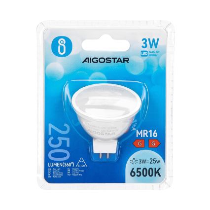 LED elektros lemputė MR16 GU5,3/3W/12V 6500K - Aigostar