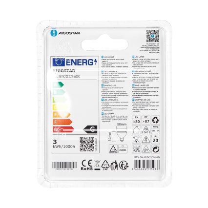 LED elektros lemputė MR16 GU5,3/3W/12V 6500K - Aigostar