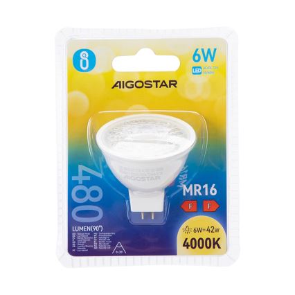 LED elektros lemputė MR16 GU5,3/6W/12V 4000K - Aigostar