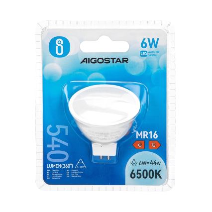 LED elektros lemputė MR16 GU5,3/6W/12V 6500K - Aigostar