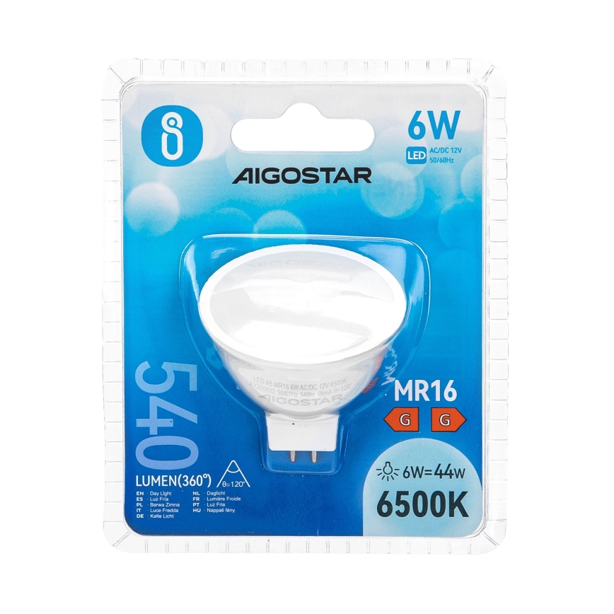 LED elektros lemputė MR16 GU5,3/6W/12V 6500K - Aigostar