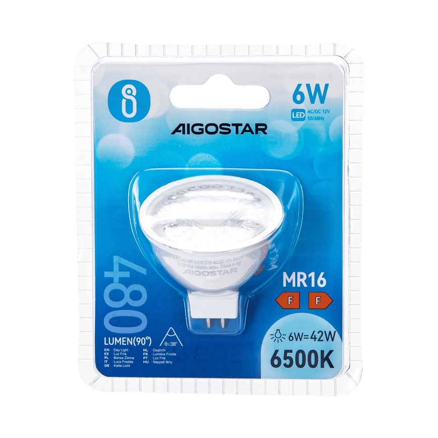 LED elektros lemputė MR16 GU5,3/6W/12V 6500K - Aigostar