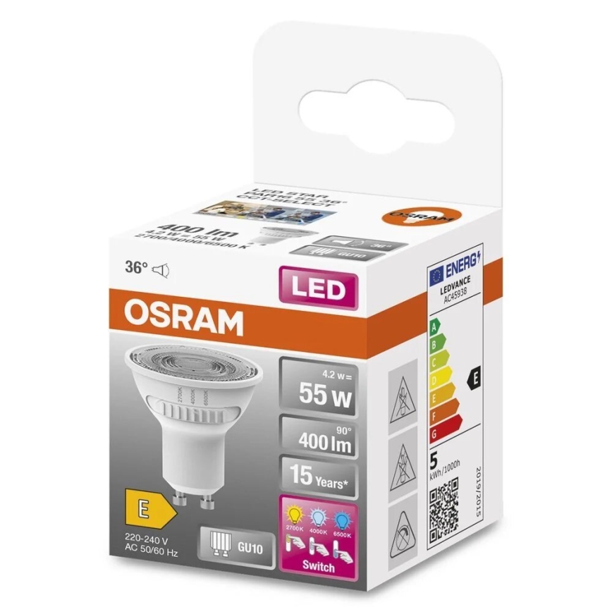 LED elektros lemputė PAR16 GU10/4,2W/230V 2700/4000/6500K 36° - Osram