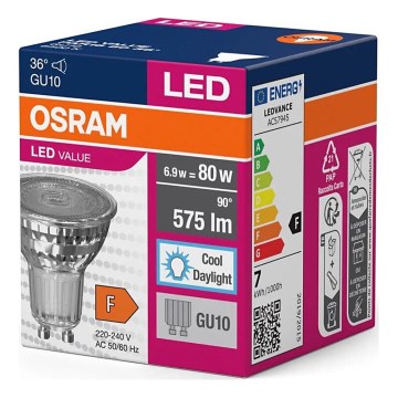 LED elektros lemputė PAR16 GU10/6,9W/230V 6500K - Osram