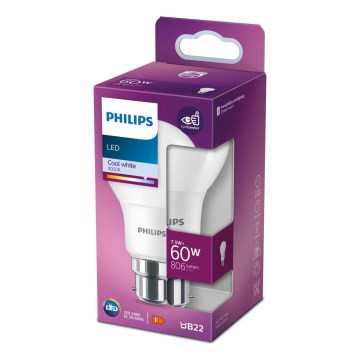 LED elektros lemputė Philips A60 B22/7,5W/230V 4000K