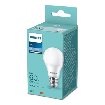 LED elektros lemputė Philips A60 E27/8W/230V 6500K