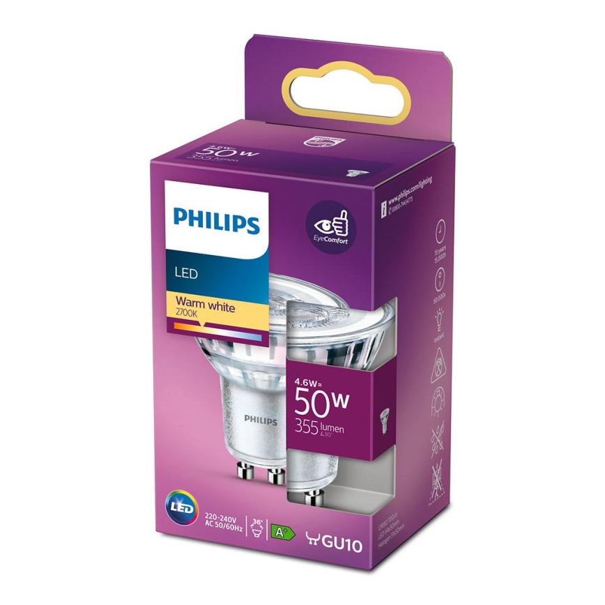 LED elektros lemputė Philips GU10/4,6W/230V 2700K