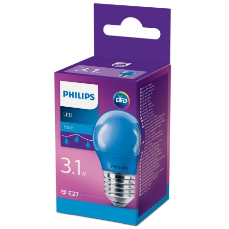 LED elektros lemputė  Philips P45 E27/3,1W/230V mėlyna