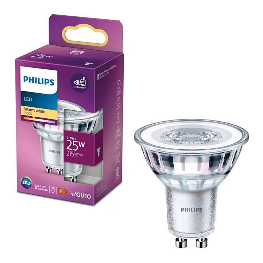 LED elektros lemputė Philips PAR16 GU10/2,7W/230V 2700K