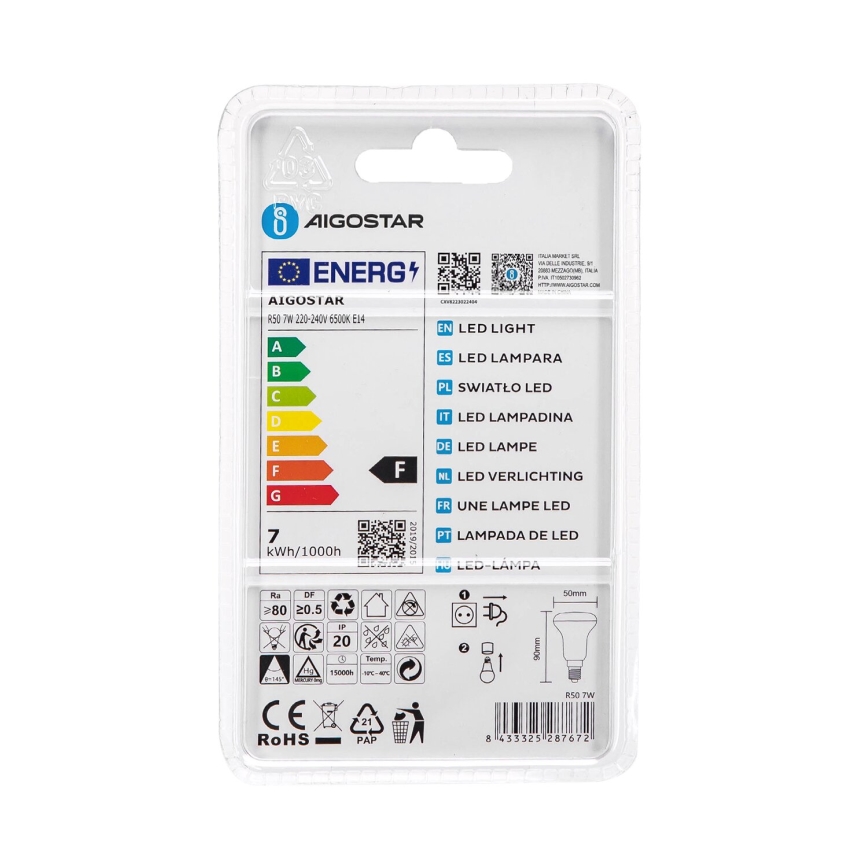 LED elektros lemputė R50 E14/7W/230V 6500K - Aigostar
