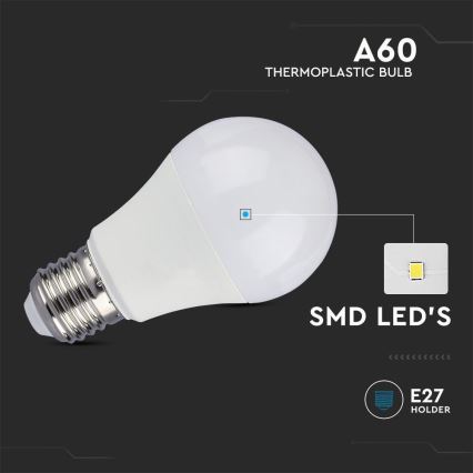 LED elektros lemputė SAMSUNG CHIP A60 E27/8,5W/230V 3000K