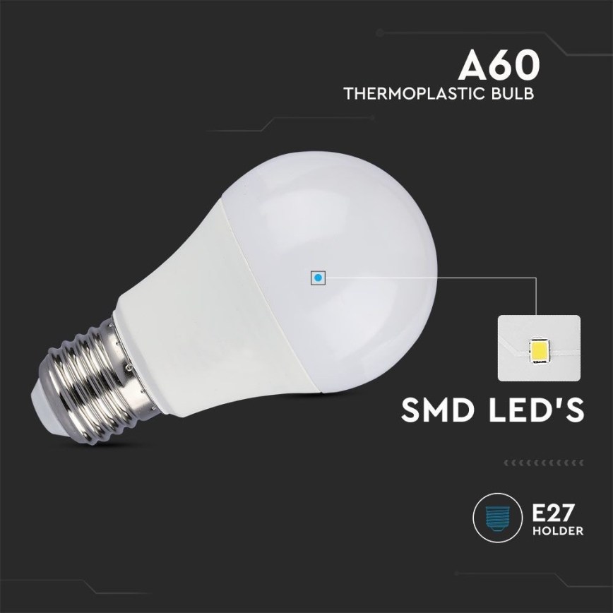 LED elektros lemputė SAMSUNG CHIP A60 E27/8,5W/230V 3000K